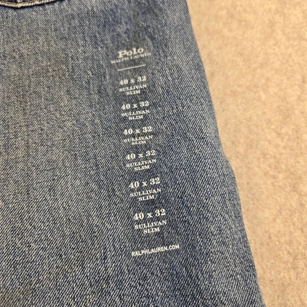 NWT Polo Ralph Lauren Sullivan Slim Jeans Men 40x32 Blue Warp Stretch Distressed